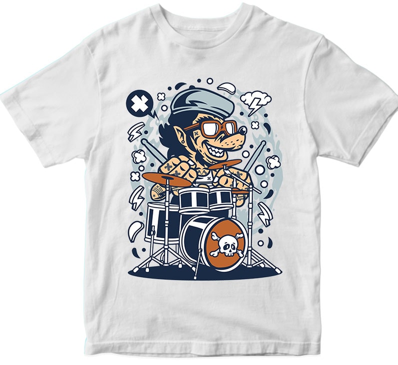 Wolf Drummer tshirt designs for merch by amazon