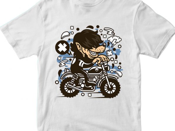 Wolf motocrosser tshirt design for sale