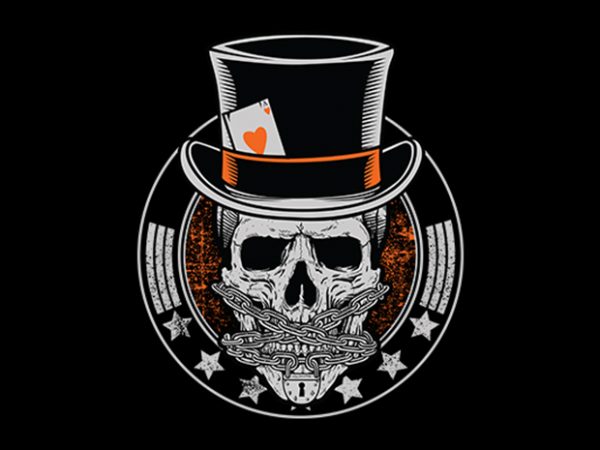 Skull poker vector t-shirt design