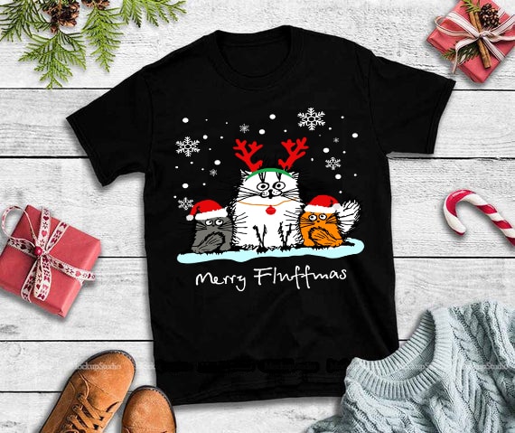 Merry fluffmas cats svg,Merry fluffmas cats, Merry fluffmas cats design tshirt vector shirt designs