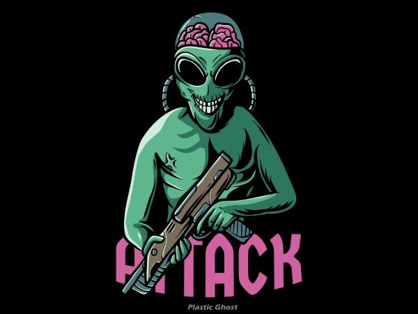 Alien attack vector t shirt design for download