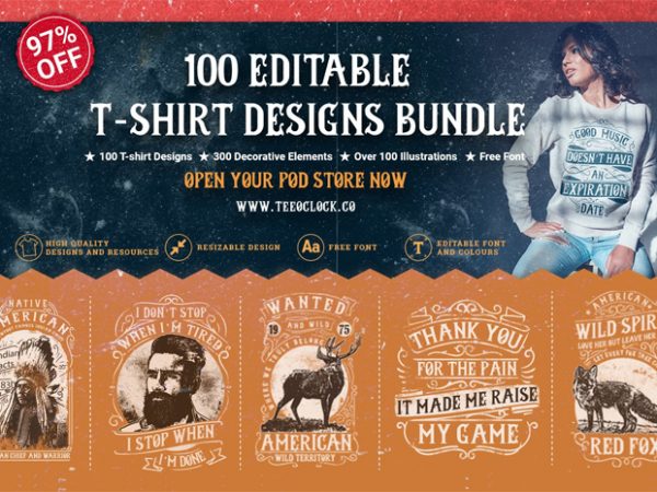 100 editable t-shirt designs 100 editable t-shirt designs