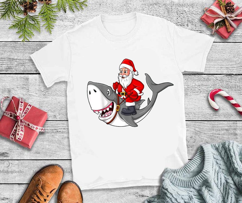 Santa Claus Riding Shark Christmas,Santa Claus Riding Shark Christmas png vector shirt designs
