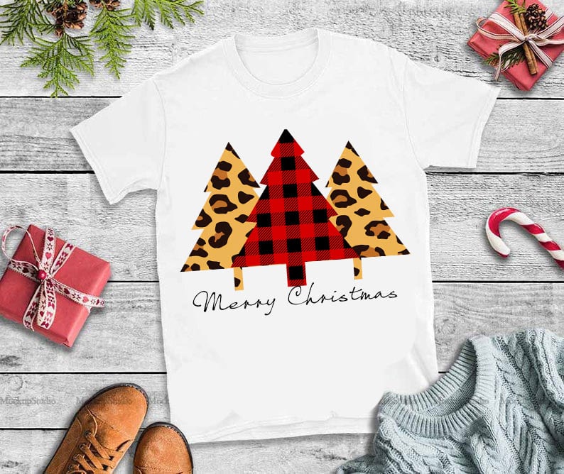 Merry Christmas tree leopard plaid, Merry Christmas tree leopard plaid design tshirt tshirt design for merch by amazon