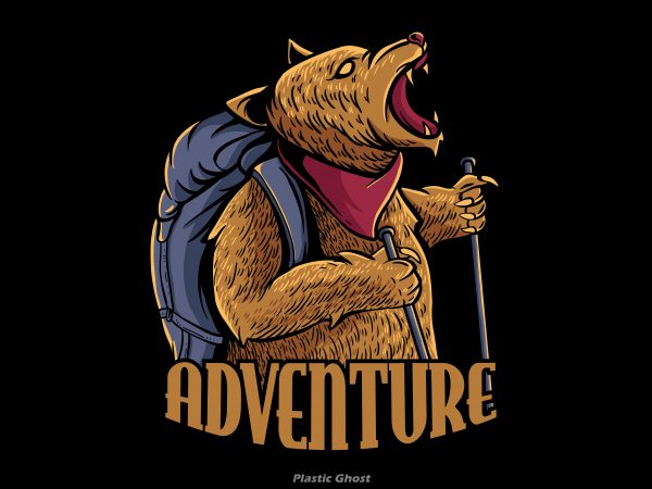 Adventure bear print ready vector t shirt design