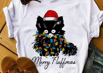 BLACK CAT MERRY FLUFFMAS buy t shirt design for commercial use