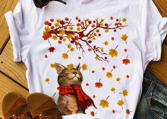 CAT AUTUMN commercial use t-shirt design