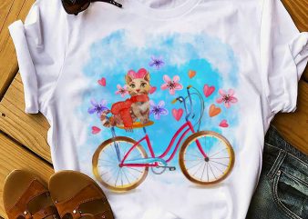 CAT BICYCLE buy t shirt design for commercial use