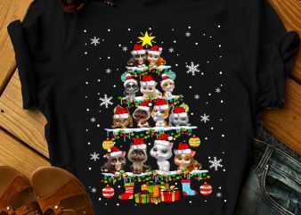 Cat Christmas Tree graphic t-shirt design