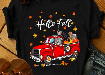 CAT HELLO FALL t-shirt design for commercial use