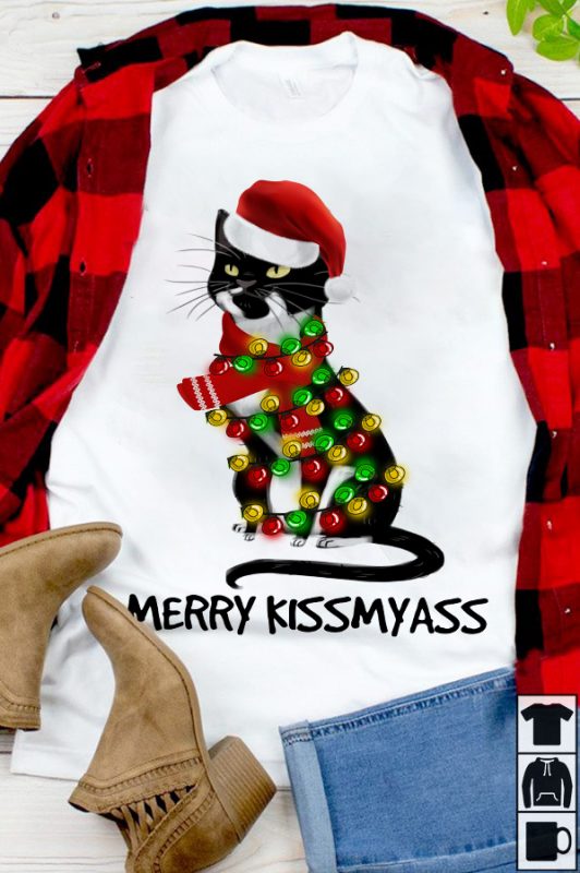 CAT MERRY KISSMYASS commercial use t shirt designs