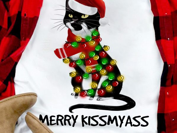 Cat merry kissmyass graphic t-shirt design