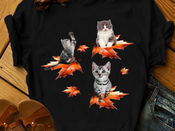 Cat on maple leaves design for t shirt Cat on maple leaves design for t shirt