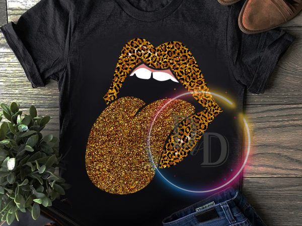 Lip tongue leopard glitter T shirt Lip tongue leopard glitter T shirt