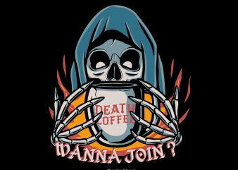 Death Coffee tshirt design vector