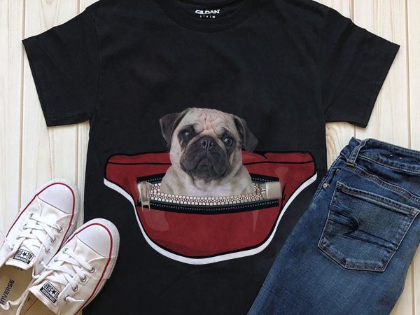 Dog in waist pack – 20 popular dog breeds t shirt design for download