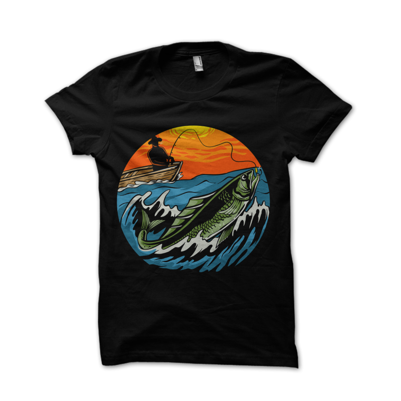 Sunset Fishing vector t shirt design