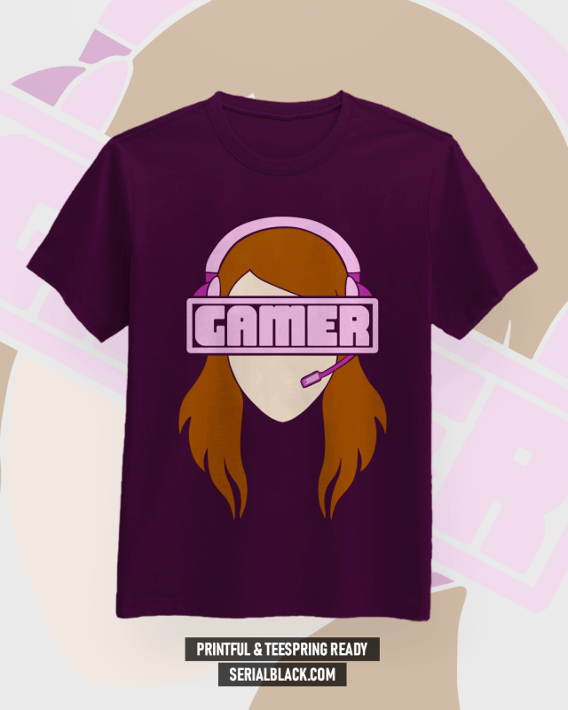 Gamer Girl T-shirt Design commercial use t shirt designs