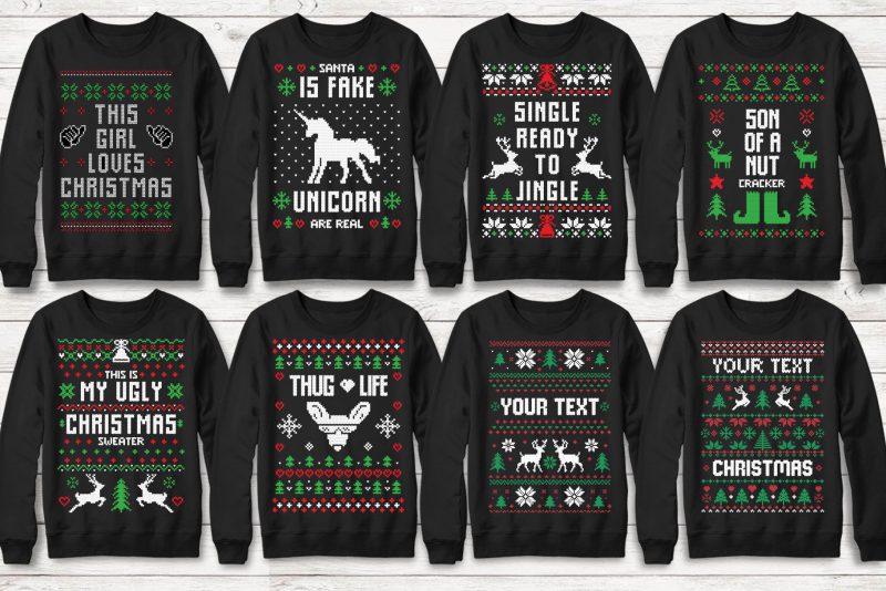 t-shirt vector 113 Ugly Christmas Templates Designs