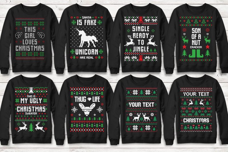 113 Ugly Christmas Templates Designs vector shirt designs