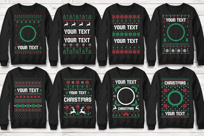 t-shirt vector 113 Ugly Christmas Templates Designs