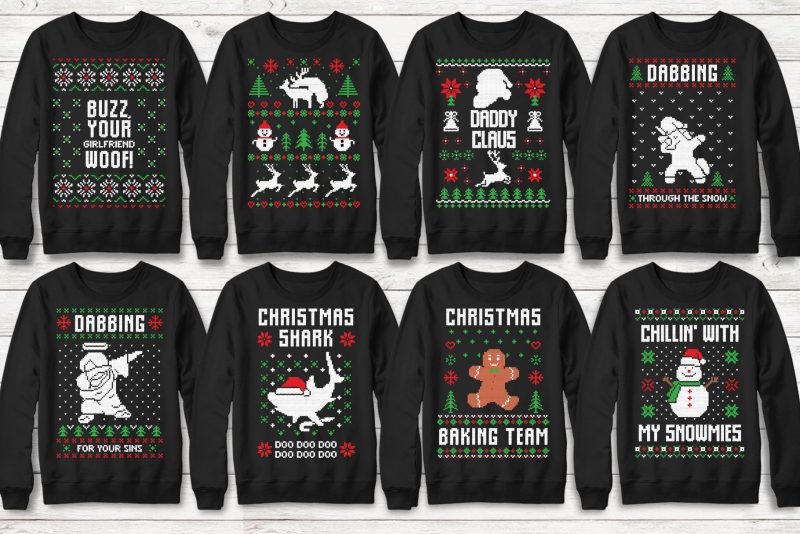 113 Ugly Christmas Templates Designs vector shirt designs