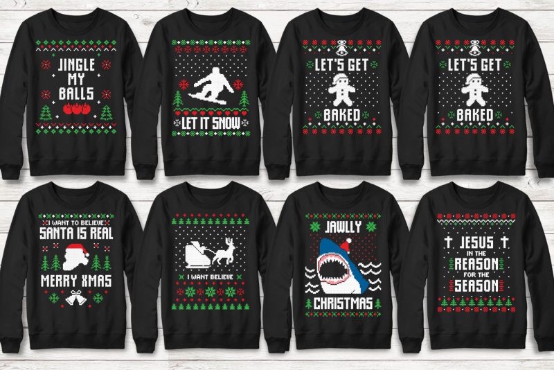 t-shirt vector 113 Ugly Christmas Templates Designs