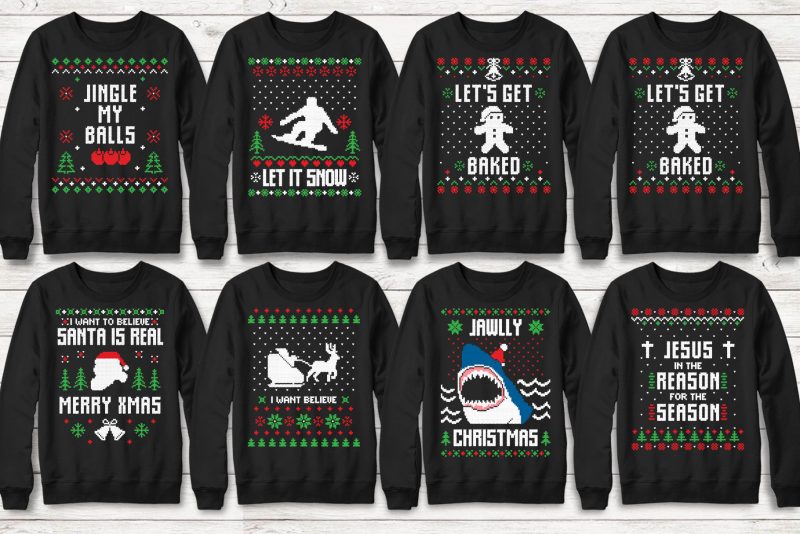 113 Ugly Christmas Templates Designs vector shirt designs