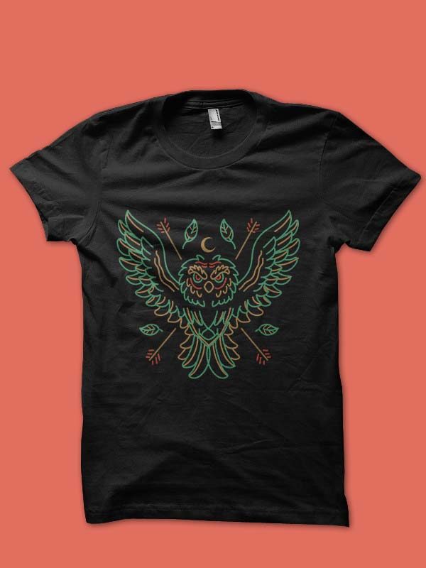 owl line art tshirt design t shirt designs for merch teespring and printful