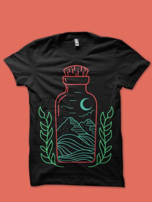 mountain in the botle tshirt design t shirt designs for printify