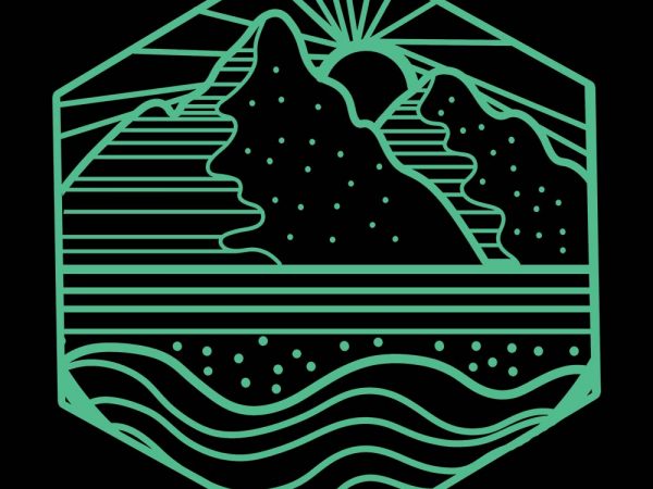 Mountain line art tshirt design