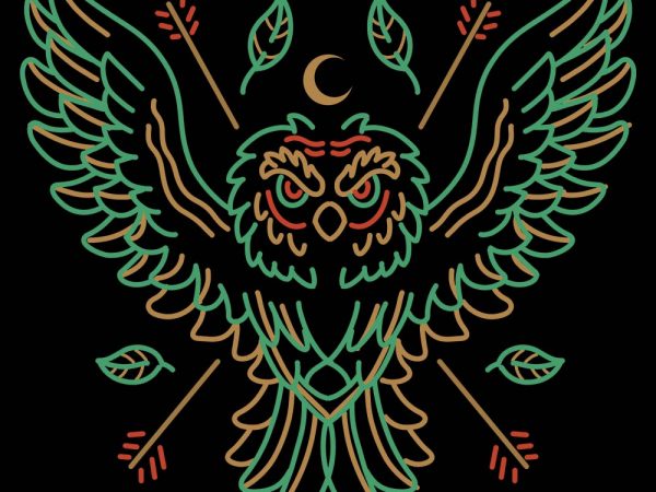 Owl line art tshirt design