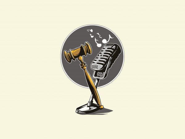 Sing & gavel tshirt design vector