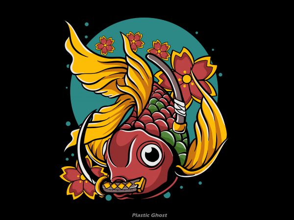 Japanese goldfish vector t shirt design for download