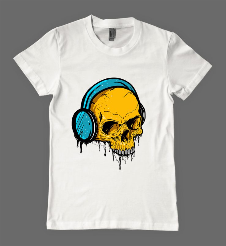 skull music t-shirt design tshirt design for sale