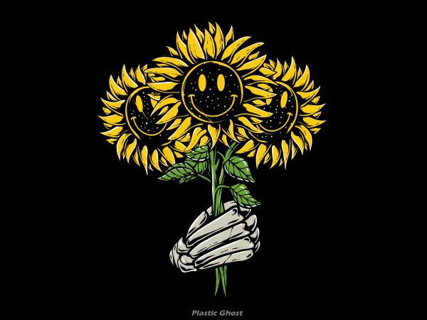Smiley sunflower vector shirt design