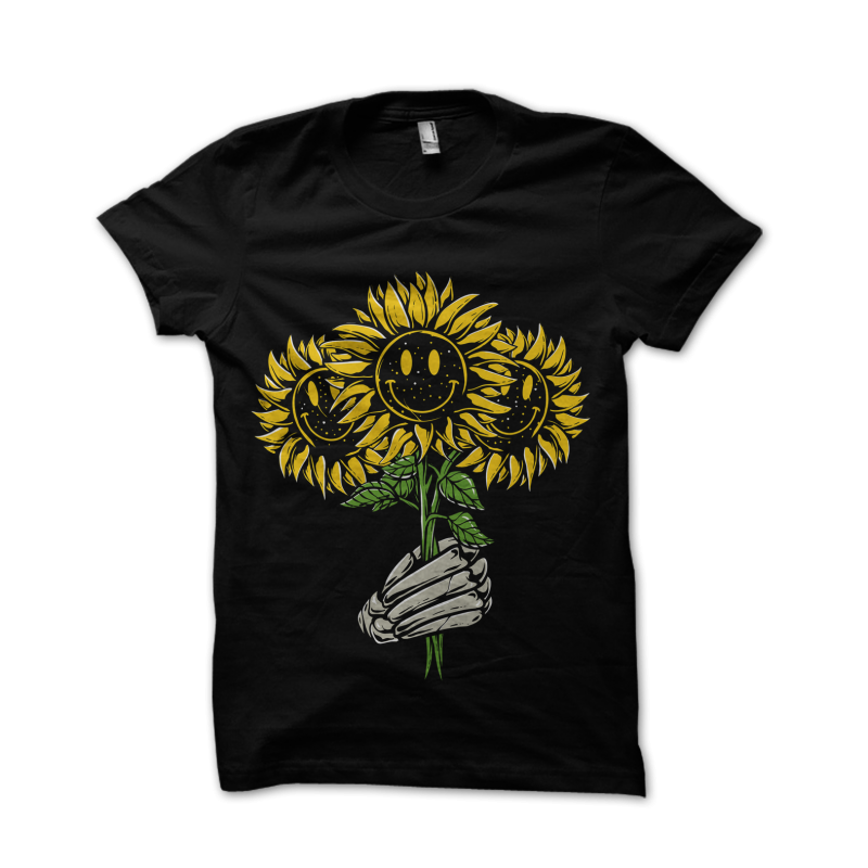 Smiley Sunflower t shirt designs for printify