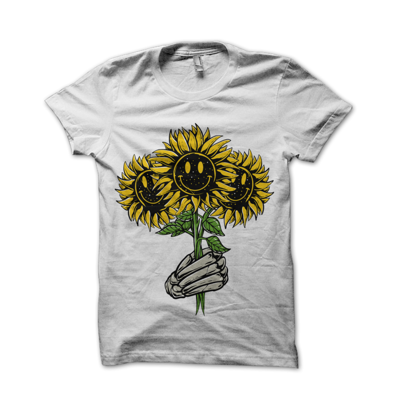 Smiley Sunflower t shirt designs for printify