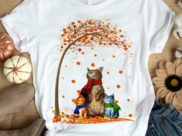Three cat autumn t shirt design to buy