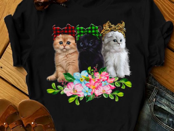 Three lovely cats t-shirt design png