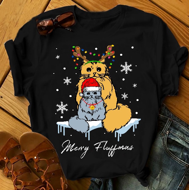 TWO CATS MERRY FLUFFMAS tshirt factory