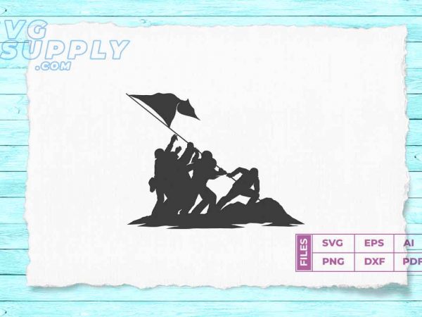 Usmc war memorial raising the flag on iwo jima silhouette svg files buy t shirt design for commercial use Usmc war memorial raising the flag on iwo jima silhouette svg files buy t shirt design for commercial use