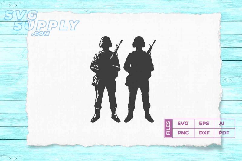 two soldier silhouette svg files vector shirt designs