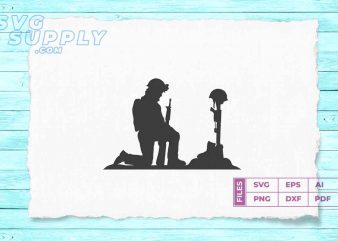 Soldier Praying silhouette SVG vector and PNG files vector t-shirt design template