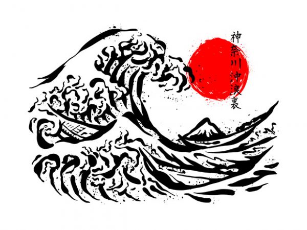 The great off kanagawa t shirt design template