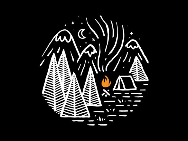 Camping and bonfire tshirt design for sale