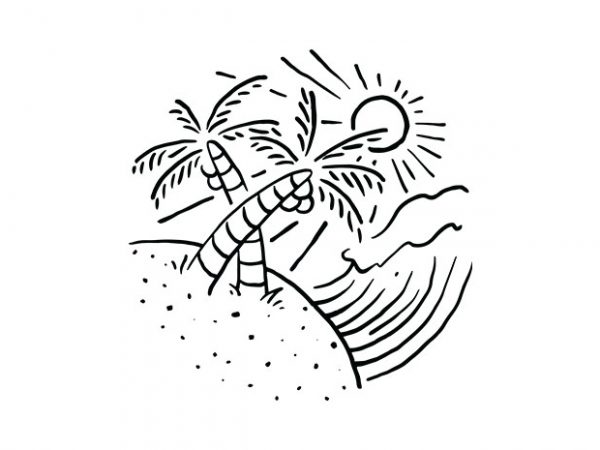Beach and wave vector t-shirt design for commercial use