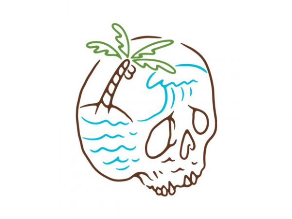 Skull summer mind graphic t-shirt design