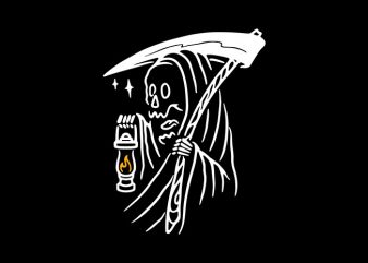 Grim Reaper and Lighting vector t-shirt design template