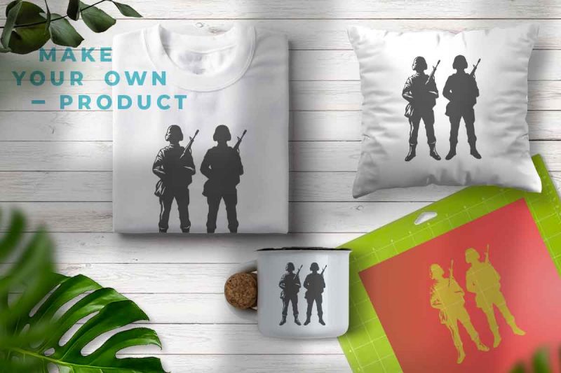 two soldier silhouette svg files vector shirt designs